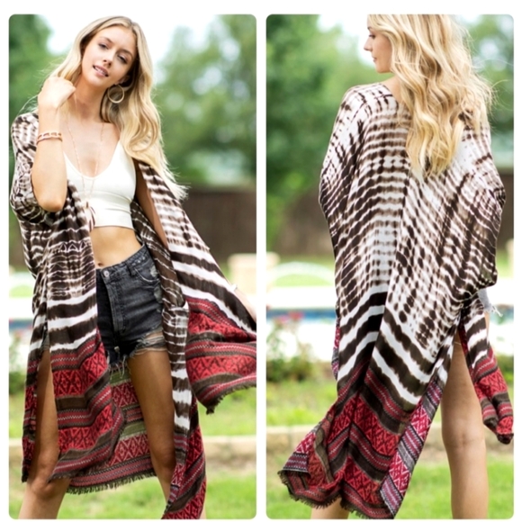 Tops - Boho Beautiful Jacquard Kimono Top